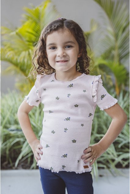blusa manga curta floral