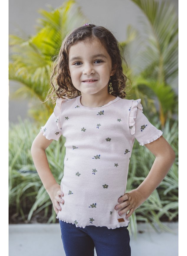 blusa manga curta floral